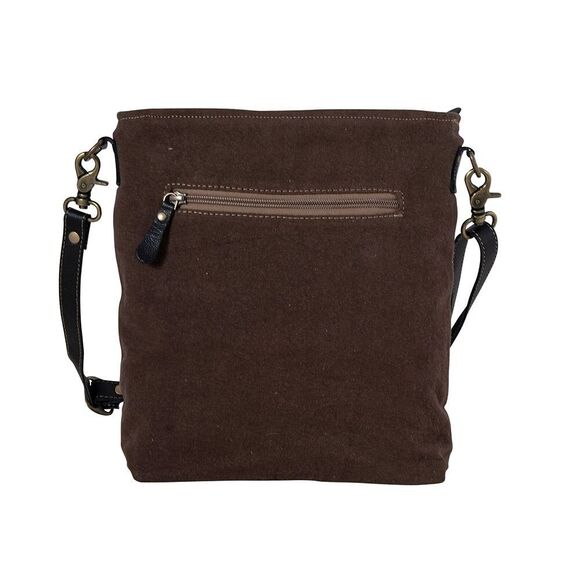 Myra Bag Handmade Welch Shoulder Bag Upcycled Canvas & Cowhide Leather - Picture 4 of 16